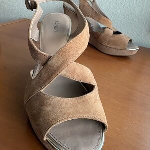 Alfani Tan Suede Wedge Sandals